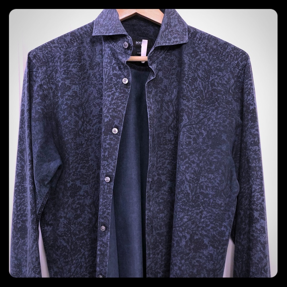 Hugo Boss Dark Floral Dress Shirt